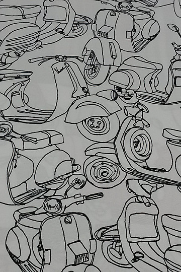 Tissu déco MOTOS blanc/noir