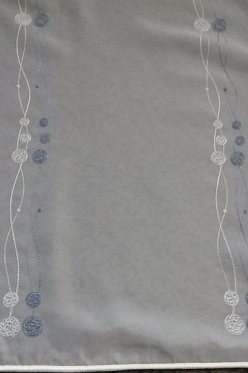 Rideau en voile avec broderie bleu-gris Gerster 11115/800