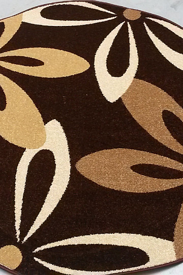 Tapis rond KARMEL fleurs marron