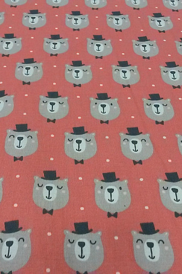 Tissu en coton ours en peluche avec chapeau haut de forme