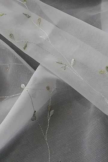 Rideau de luxe brodé GERSTER 11545 blanc - vert