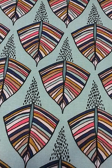 Tissu déco EKOZI feuilles turquoise