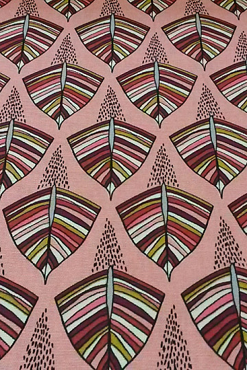 Tissu déco EKOZI feuilles rose