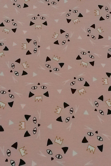 Maille coton imprimé MAOUCHA CAT rose