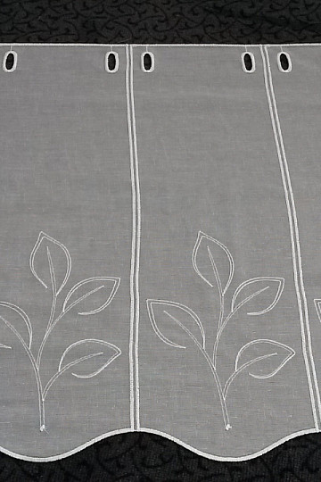 Rideau brodé pour vitrail 11650 blanc
