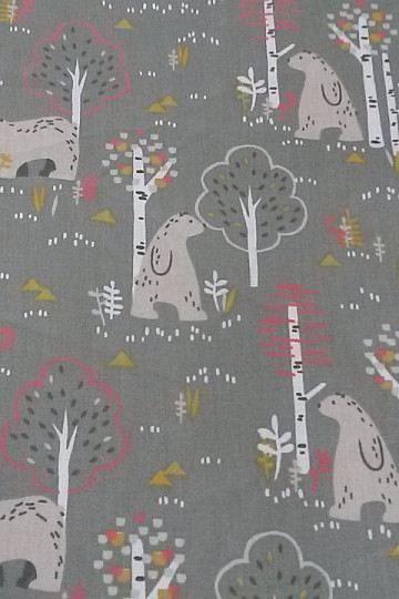 Tissu en coton FERDA OURS vert olive