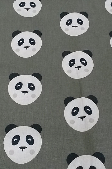 Tissu coton PANDA vert olive