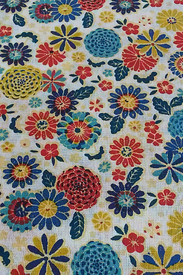 Tissu coton MISAKI fleurs crème