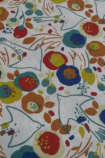 Tissu coton OISEAUX ET FLEURS