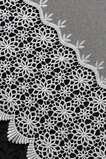 Rideau de luxe brodé GERSTER 11509 fleurs blanches