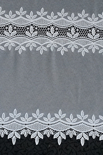Rideau de luxe brodé GERSTER 11388 feuilles blanches