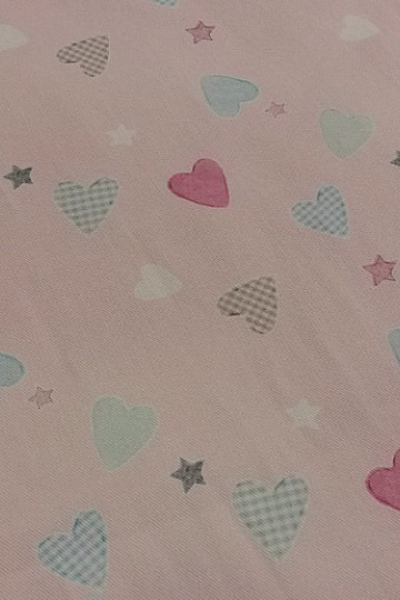 Tissu déco enfant COEUR rose