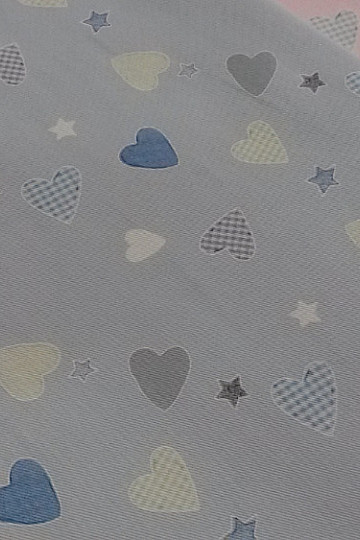 Tissu déco enfant COEUR bleu