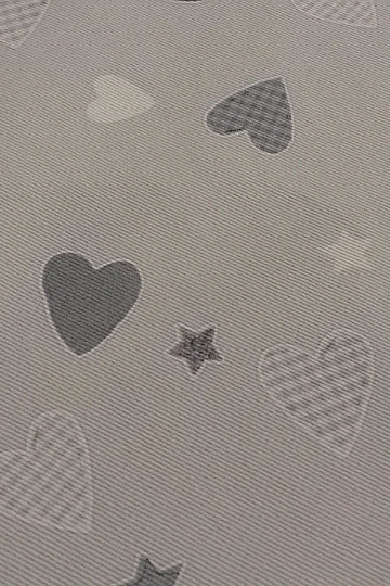 Tissu déco enfant COEUR gris