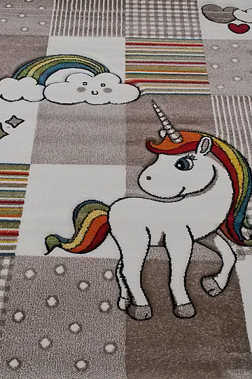 Tapis pièce enfant Licorne beige