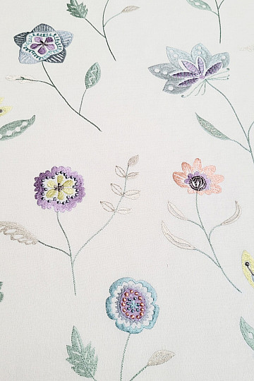 Tissu déco brodé fleurs RICHMOND violet