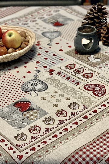 Nappe et foulard en tapisserie COEUR DE NATURE