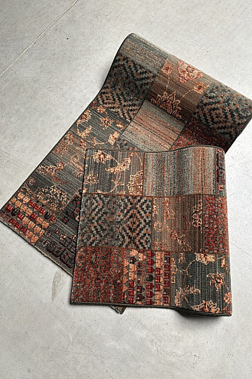 Tapis de couloir luxueux en laine ROYAL PATCHWORK vert