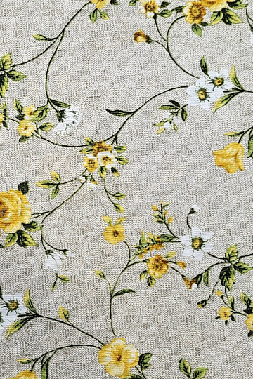 Tissu déco Fleurs RAME jaune