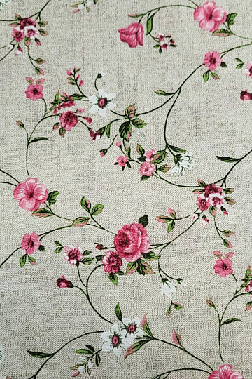 Tissu déco Fleurs RAME rose