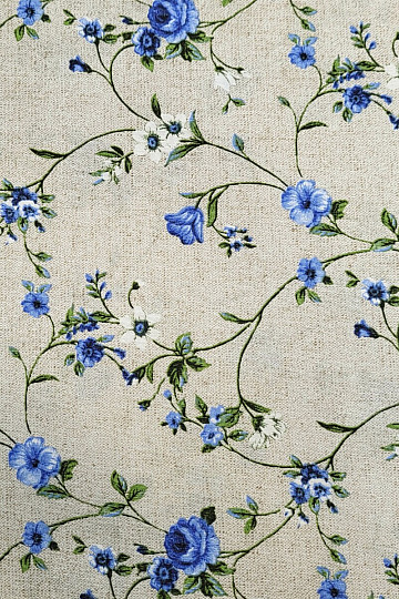 Tissu déco Fleurs RAME bleu