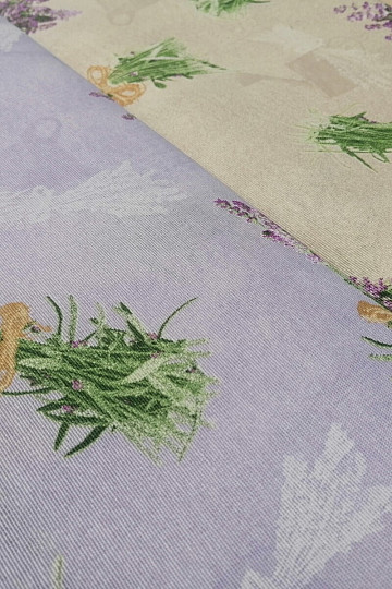 Tissu décoratif LAVANDE bouquet LILAS