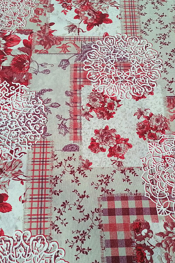 Tissu déco CINTIA fleurs rouge