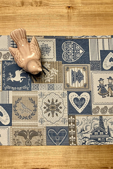 Set de table PATCHWORK COEUR bleu