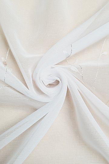 Rideau de luxe brodé GERSTER 11545 blanc - beige