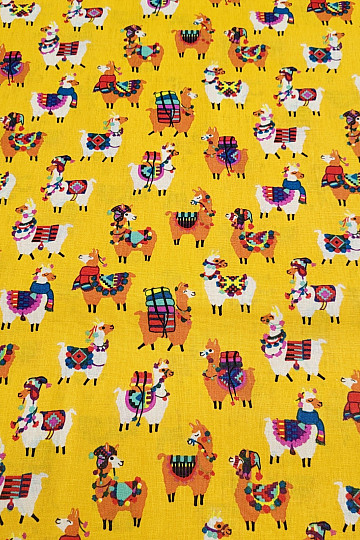 Tissu décoratif LAMA jaune