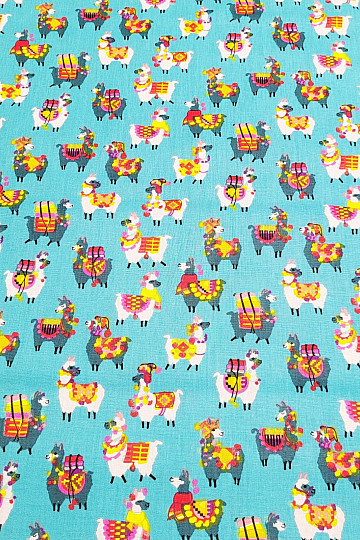 Tissu décoratif LAMA turquoise