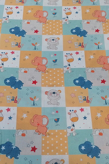 Tissu coton BABY ZOO multicolore