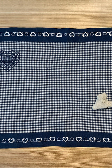 Nappe brodée COUNTRY STYLE bleu