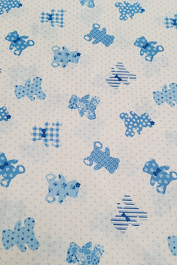 Tissu en coton BABY TEDDY bleu