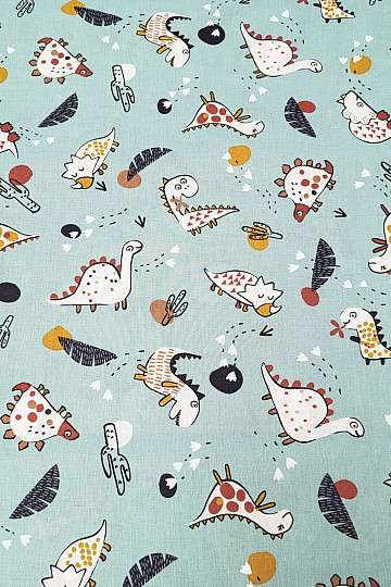 Tissu coton DINOSAURES mentholé