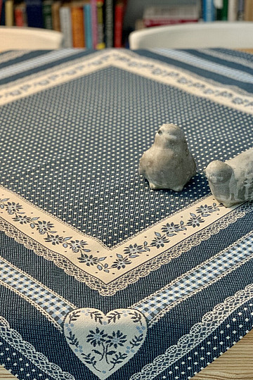 Nappe tapisserie et châle SELSKÁ JIZBA bleu