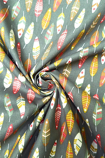Tissu en coton PLUMES RÉTRO