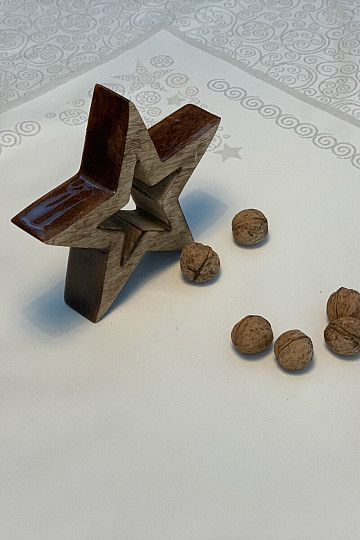 Nappe de Noël ORNEMENT argent naturel