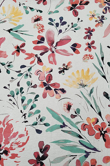 Tissu déco ALENA fleurs rouges