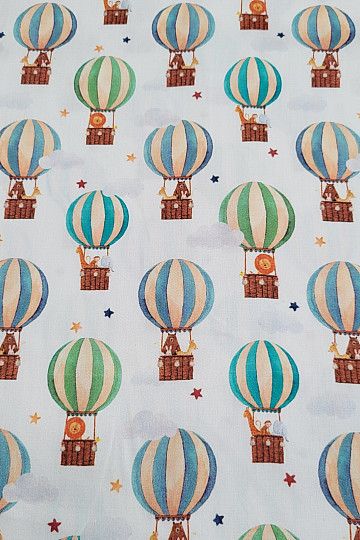 Satin de coton pour enfants, impression numérique FLYING BALLOONS