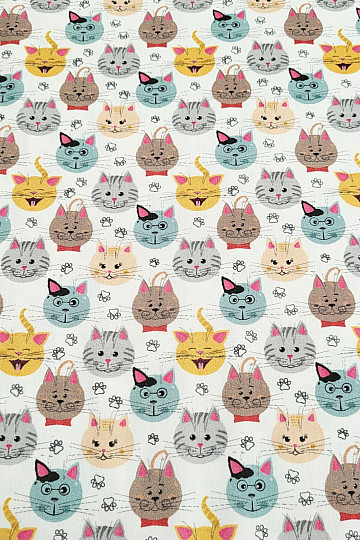 Satin de coton pour enfants, imprimé numérique CHATS