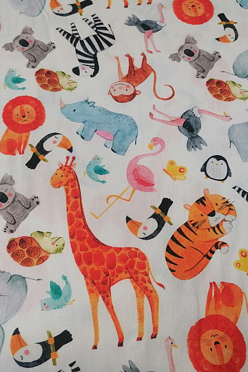 Satin de coton enfant imprimé numérique ZOO