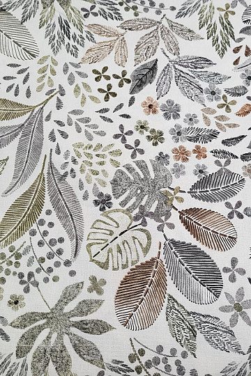 Tissu déco MELIA FEUILLES marron
