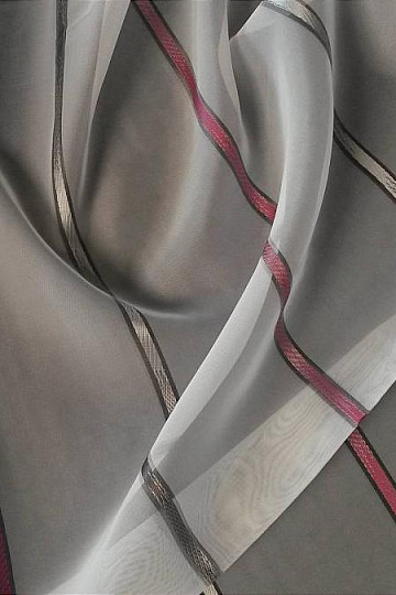 Rideau voile rayure gris et violet