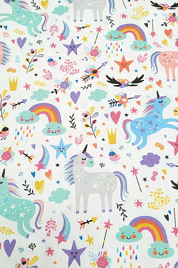 Satin de coton pour enfants LICORNES numérique