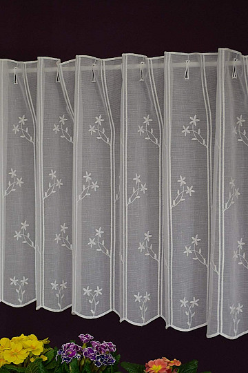 Rideau vitrail brodé FLEURS Gerster 11565