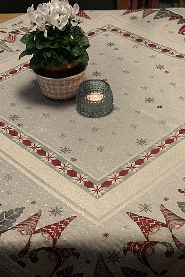 Nappe et écharpe en tapisserie LUTINS DE NOËL