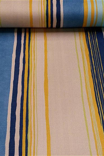 Tissu déco rayure bleu-jaune 140cm