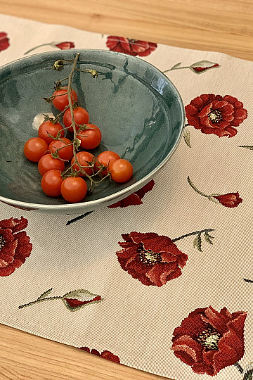 Nappe tapisserie LOUP COQUELICOT