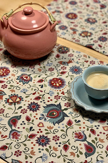 Nappe Gobelin fleurs et oiseau Jurkovič